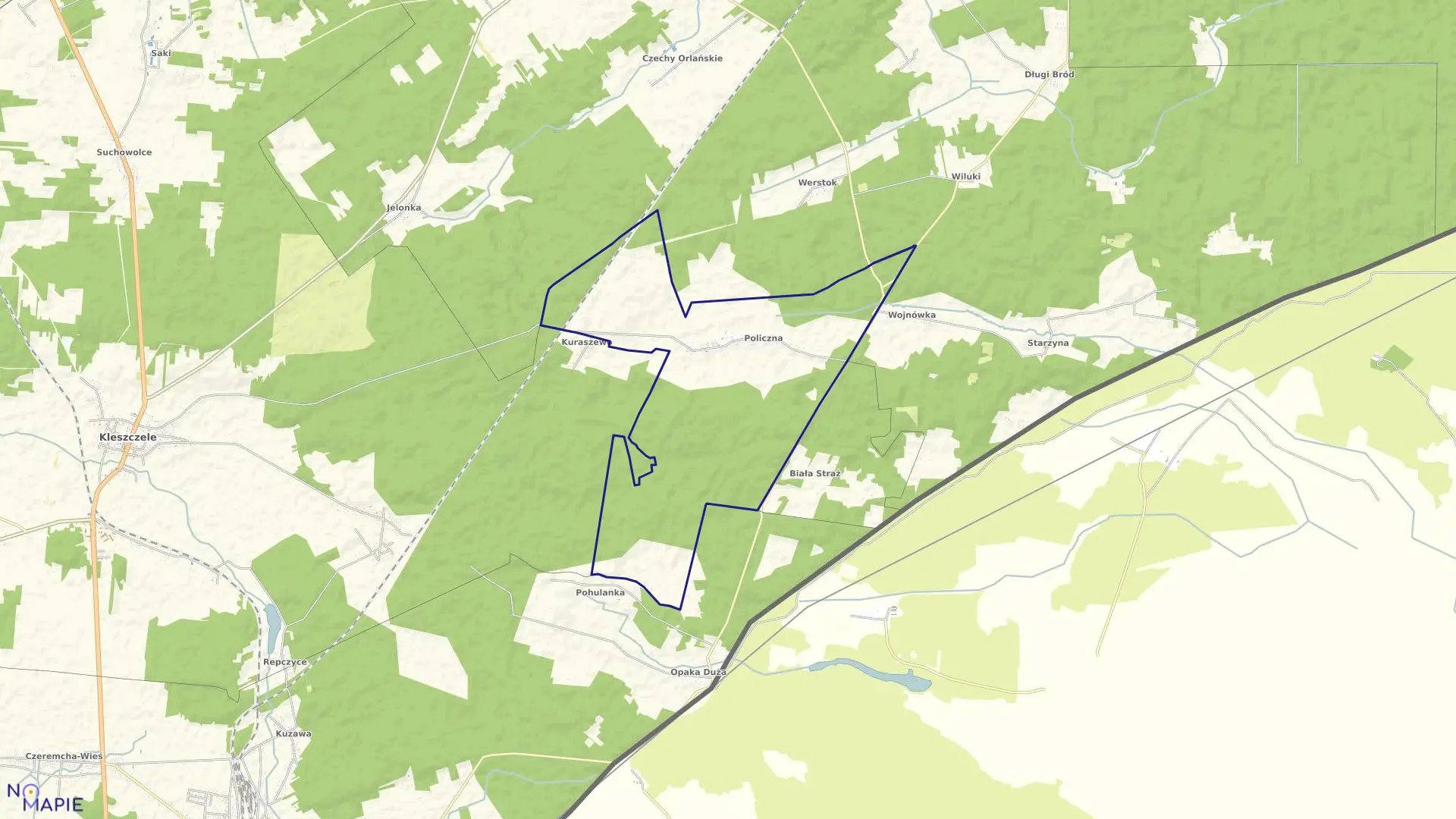 Mapa obrębu POLICZNA w gminie Kleszczele